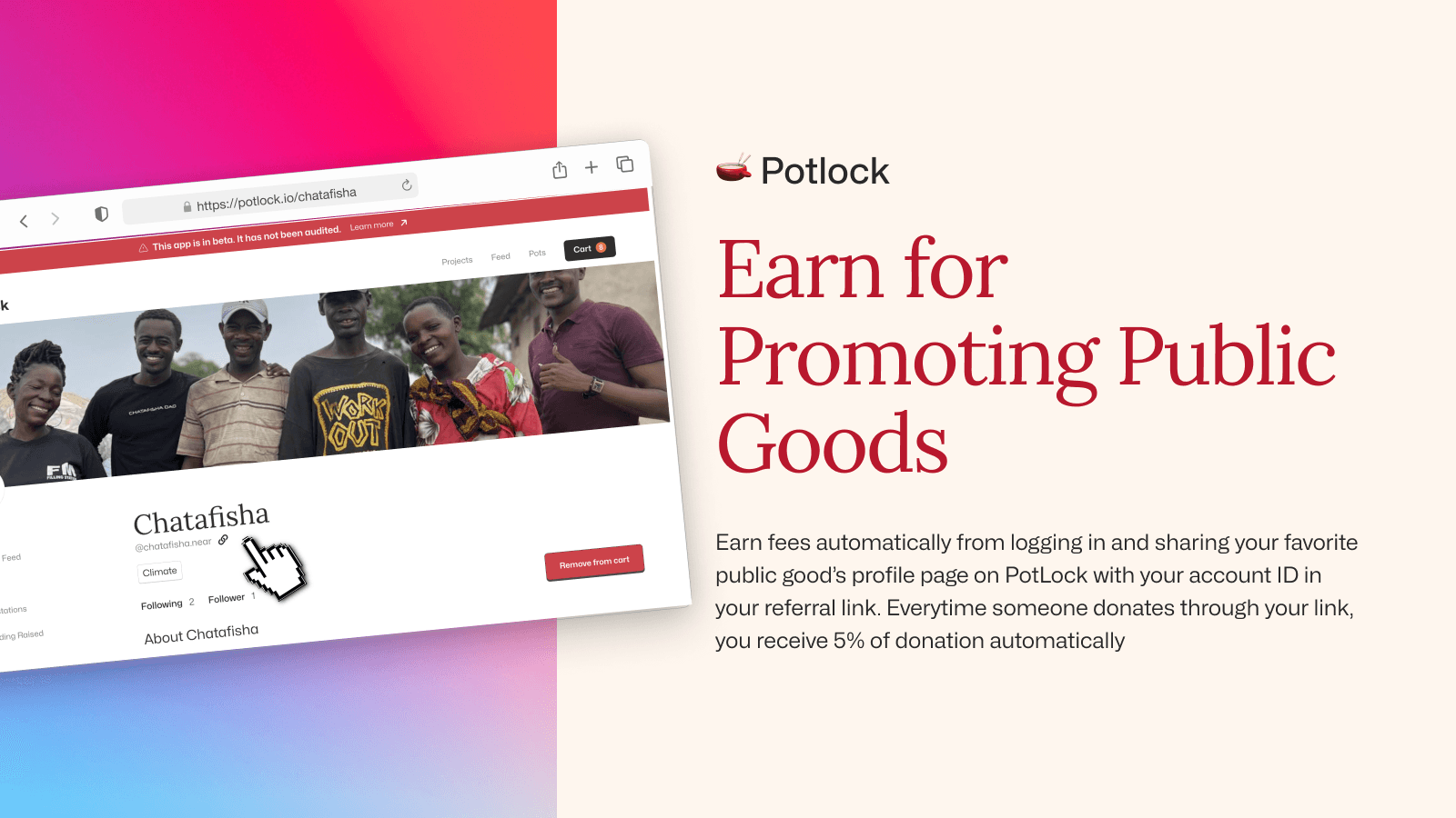Earn through referral fees on POTLOCK